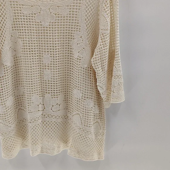 Cato Cream Crochet Sheer Top Size XL - Picture 3 of 9